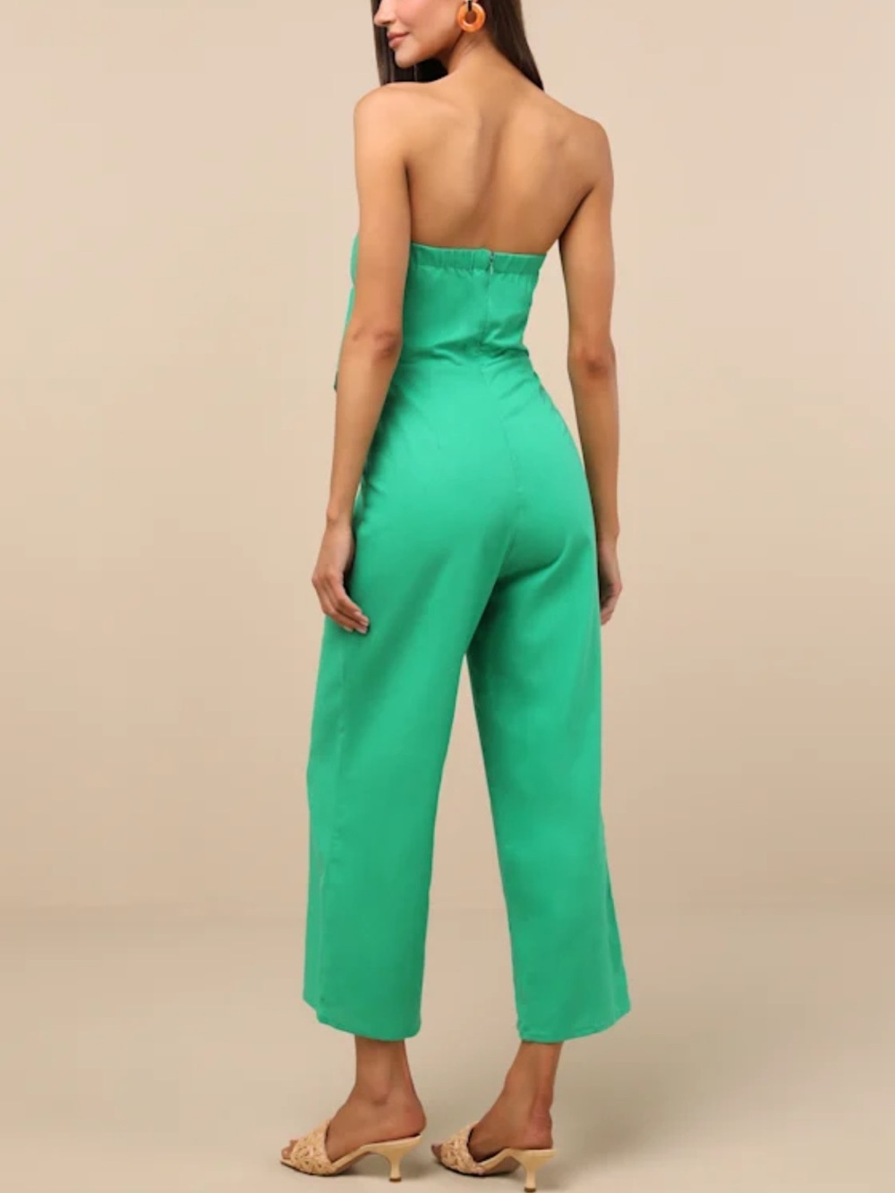 Lulus Sunshine Aura Green Tie-front Strapless Jumpsuit - Size M - Picture 5 of 9